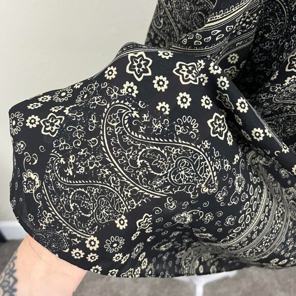 vintage 90s black paisley plus size boho whimsygoth grunge button up over shirt - Picture 5 of 8